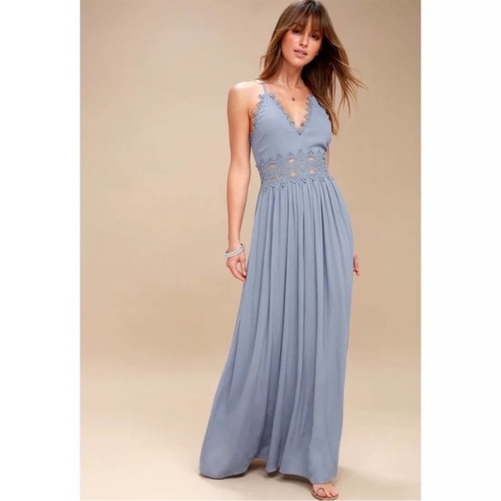 Lulu’s This is Love Sky Blue Lace Cutout • maxi dress • lace • sundress - Picture 2 of 11